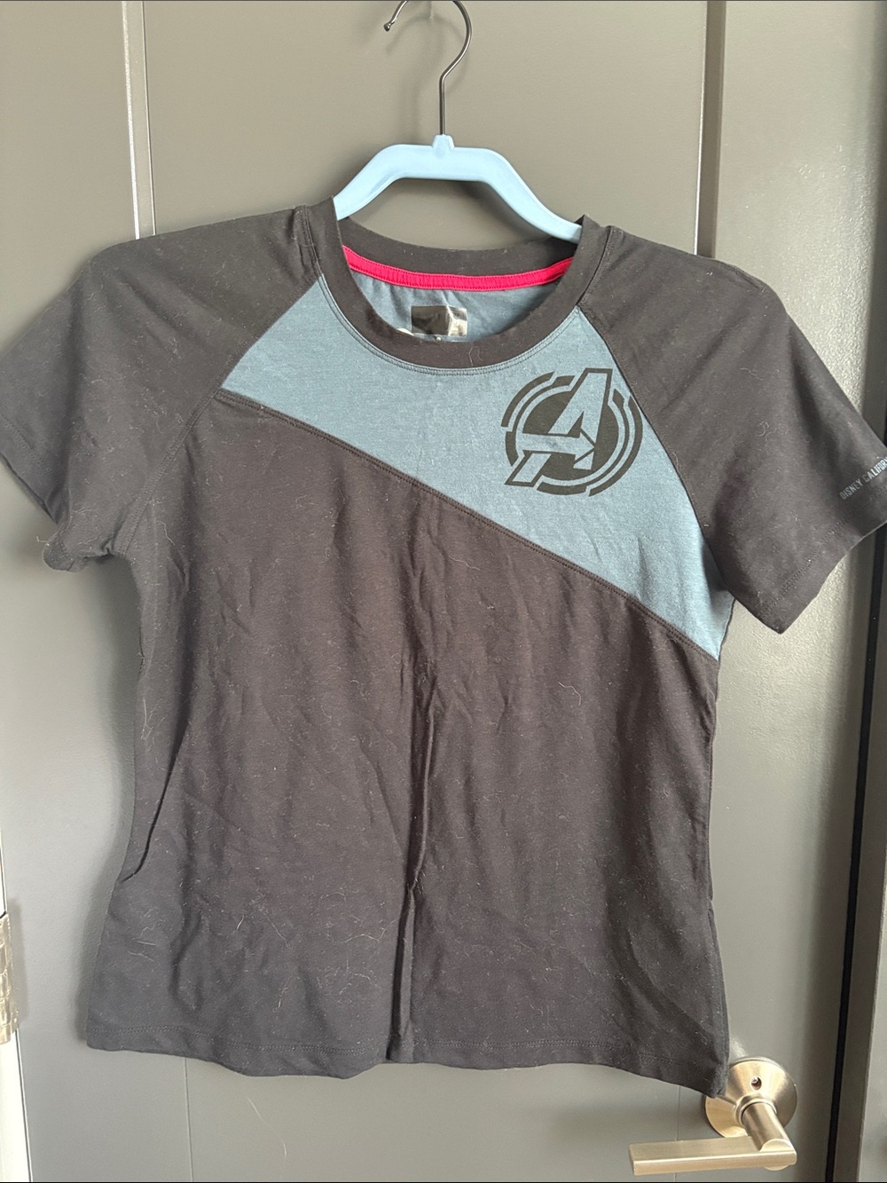 Avenger Black Tee with Gray Diagonal Panel